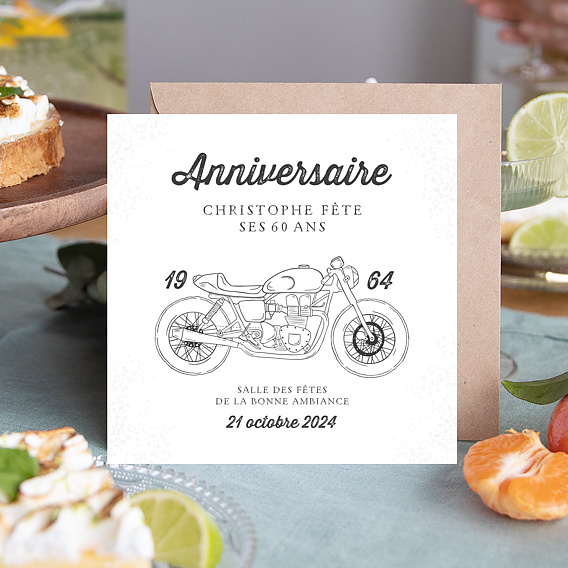 Invitation anniversaire Moto Vintage