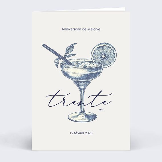 Invitation anniversaire Gravure cocktail