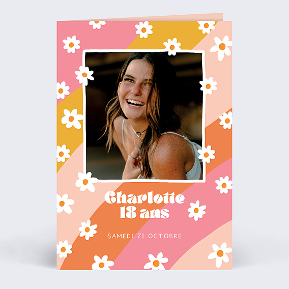 Invitation anniversaire Groovy flowers