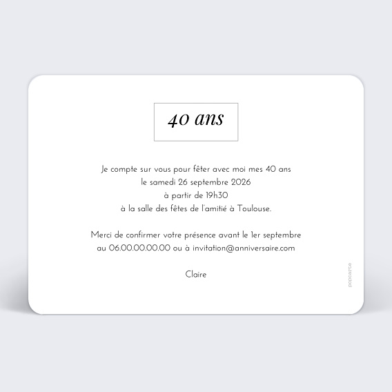 Invitation Anniversaire Adulte Etiquette