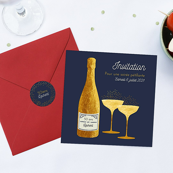 Invitation Anniversaire Adulte Bulles Ocre