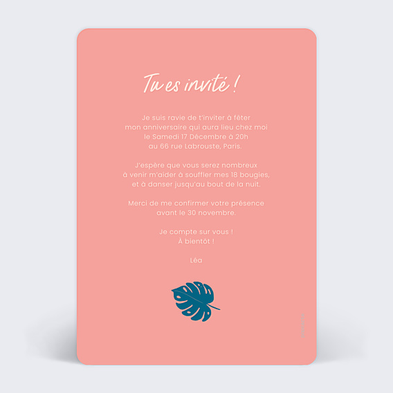 Invitation Anniversaire Adulte Aloha