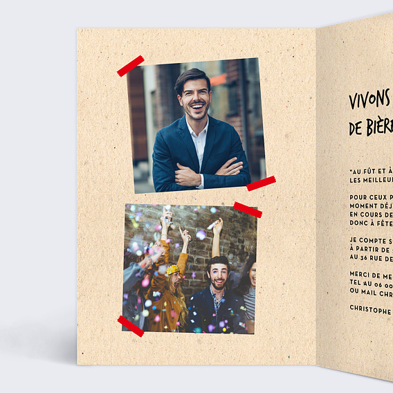 Invitation anniversaire Bière Pression Intérieur Gauche