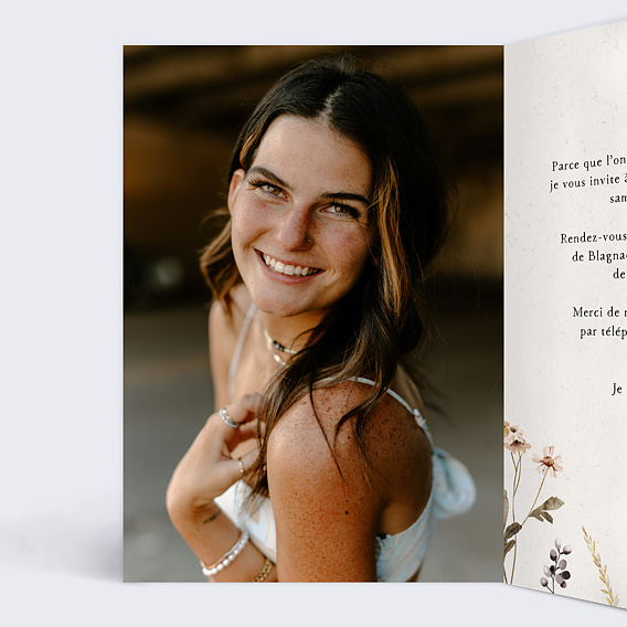 Invitation anniversaire Bouquet sauvage Intérieur Gauche