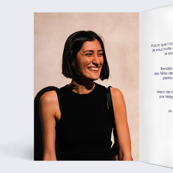 Invitation anniversaire Gravure cocktail Intérieur Gauche