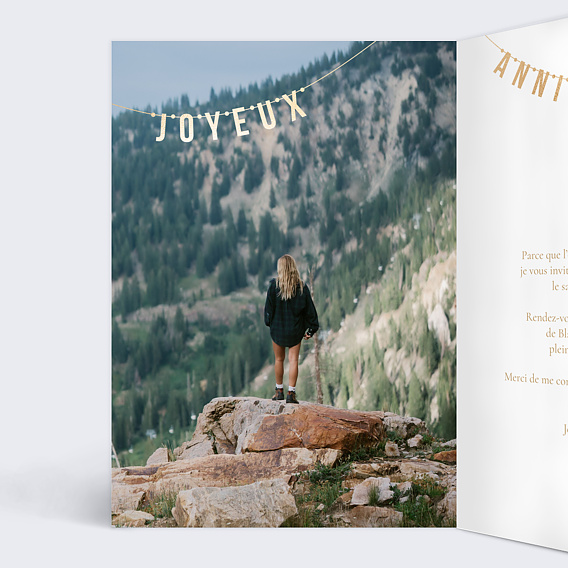 Invitation anniversaire Guirlande Photo Intérieur Gauche