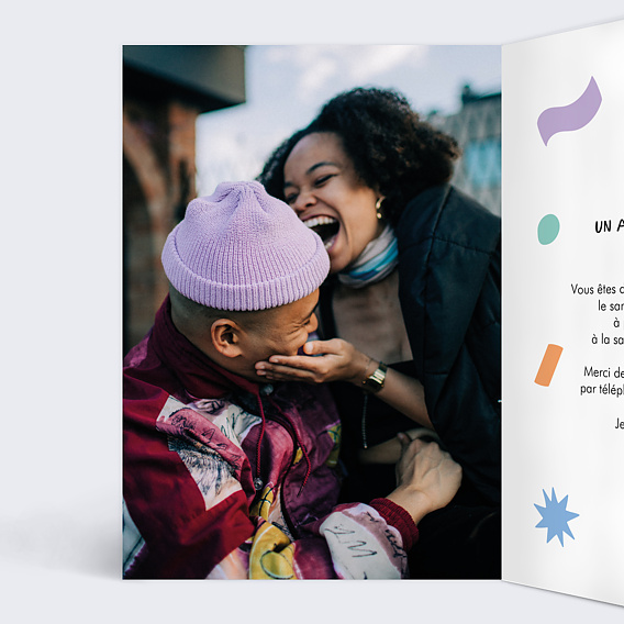 Invitation anniversaire Haut en Couleurs Intérieur Gauche