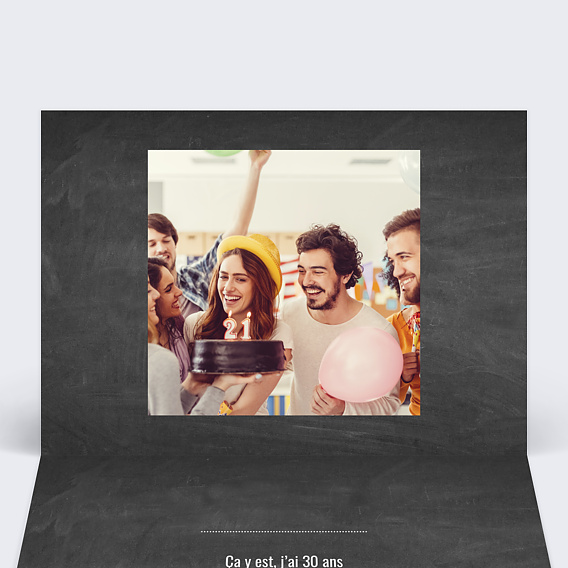 Invitation anniversaire Photomaton Ardoise Intérieur Gauche