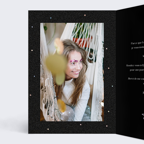 Invitation anniversaire Silver Star Intérieur Gauche