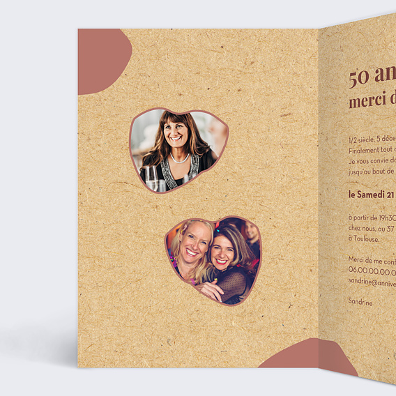 Invitation anniversaire Timeline Romance Intérieur Gauche