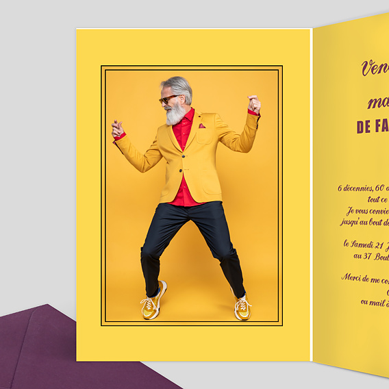 Invitation anniversaire Vin Graphique Intérieur Gauche