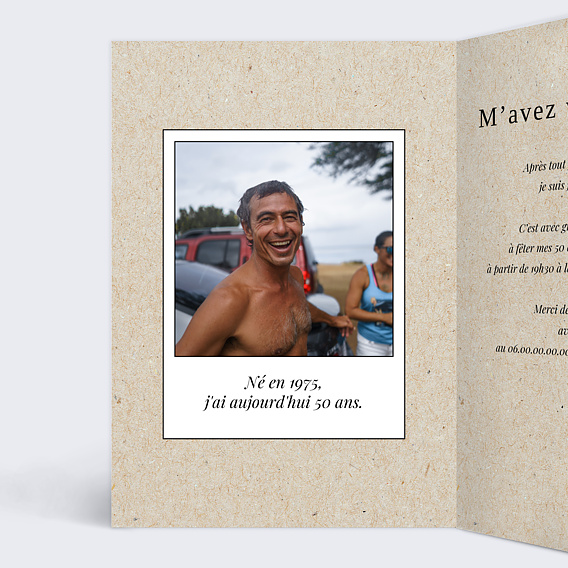 Invitation anniversaire Vintage Ludique Intérieur Gauche