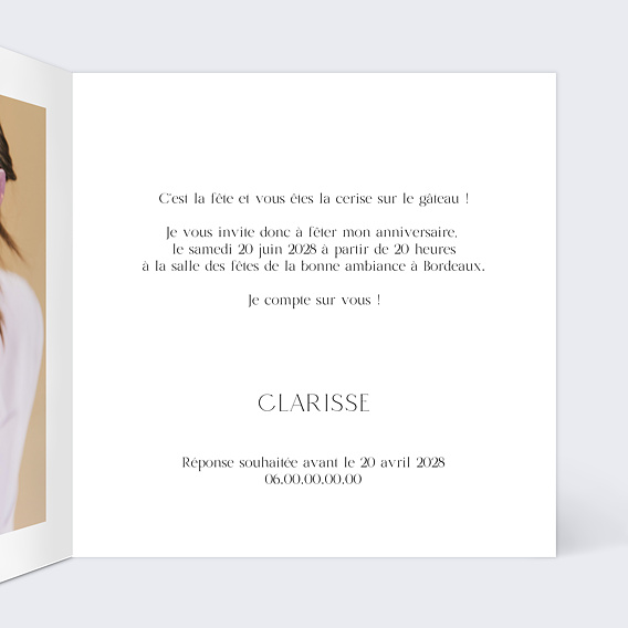 Invitation anniversaire Couronne chic Intérieur Droit