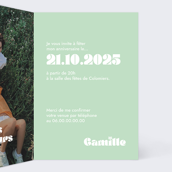 Invitation anniversaire 18 ans Original Intérieur Droit