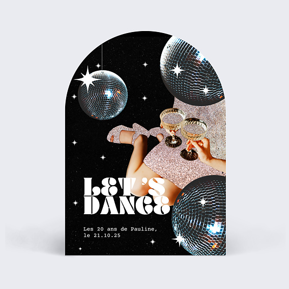 Invitation anniversaire Boule à facette