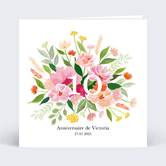 Invitation anniversaire Aquarelle Champêtre