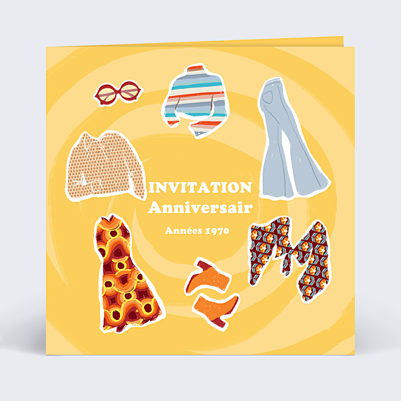Invitation anniversaire Vêtements Années 70