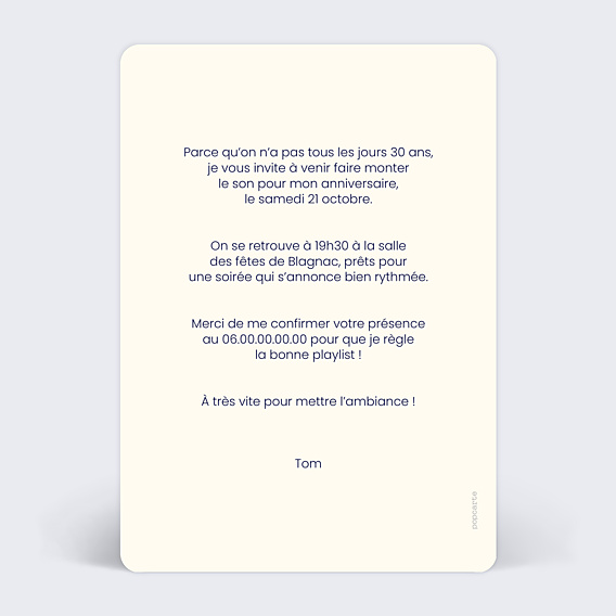 Invitation Anniversaire Adulte Playlist