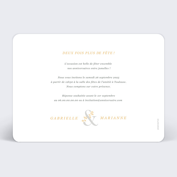 Invitation anniversaire Anniversaire Double Verso