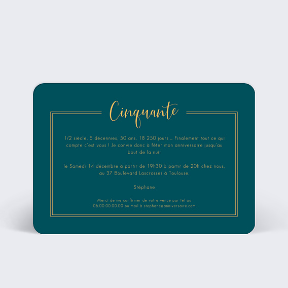 Invitation Anniversaire Adulte Milestone Cinquante