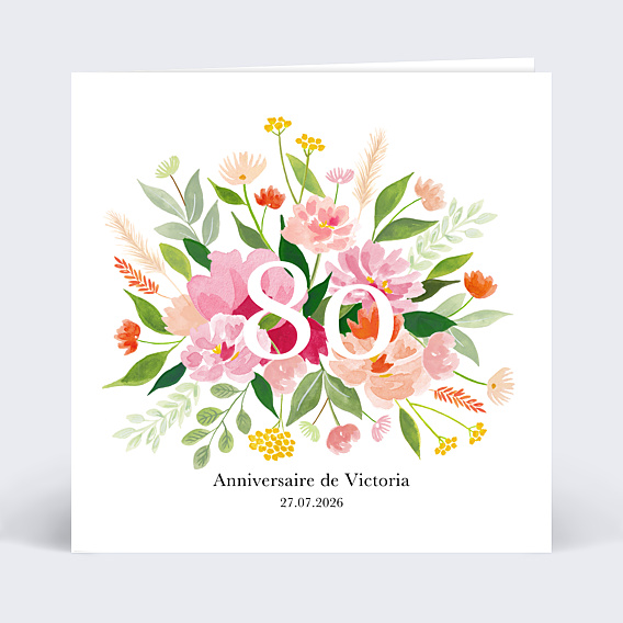 Invitation Anniversaire Adulte Aquarelle Champêtre