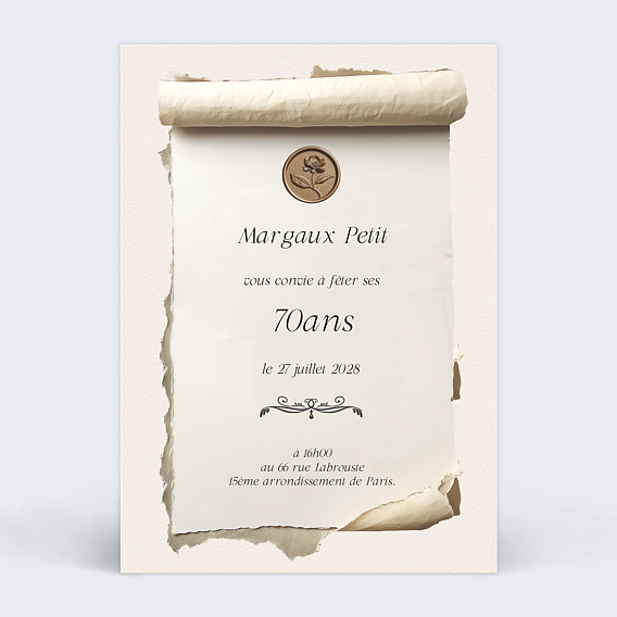 Invitation Anniversaire Adulte Parchemin