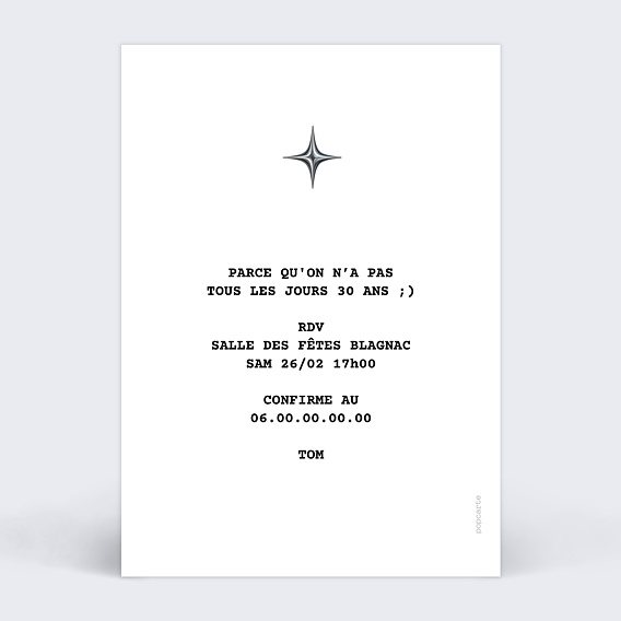 Invitation anniversaire Téléphone vintage Verso