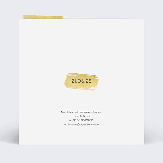 Invitation anniversaire Trait Ocre Verso