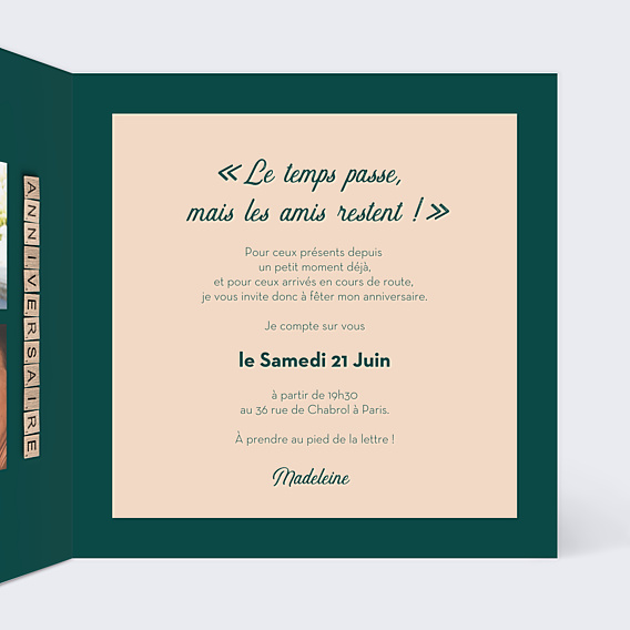 Invitation Anniversaire Adulte Scrabble