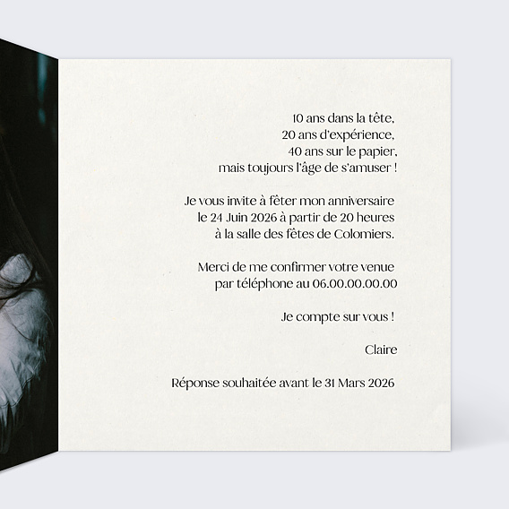 Invitation Anniversaire Adulte Feuilles de jade