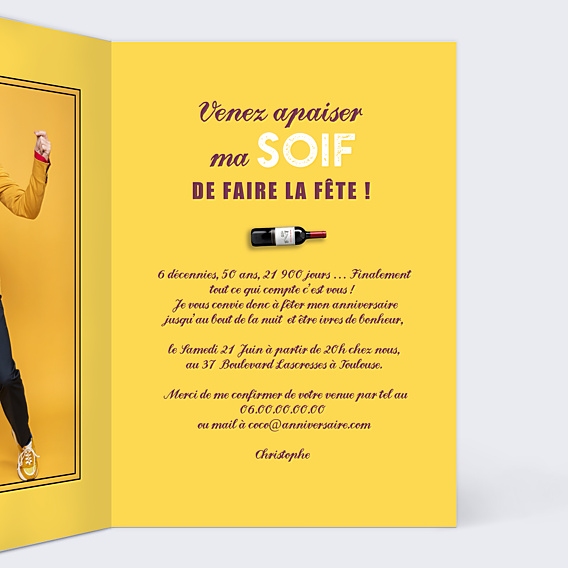 Invitation Anniversaire Adulte Vin Graphique