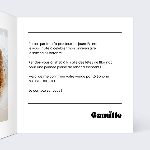 Invitation Anniversaire Adulte 18 ans Moderne