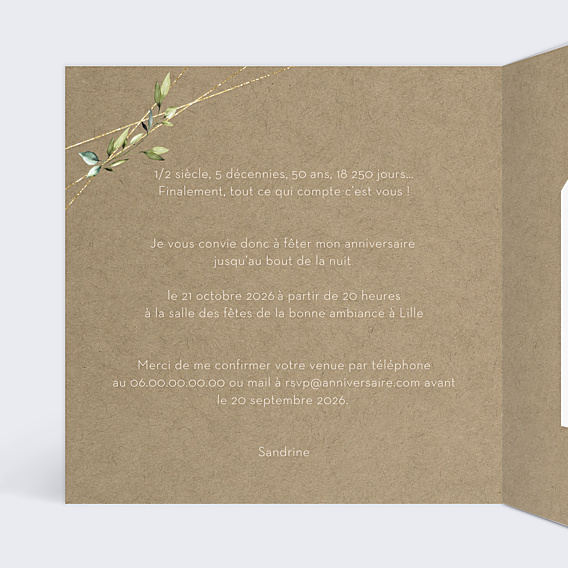 Invitation Anniversaire Adulte Eucalyptus élégant graines