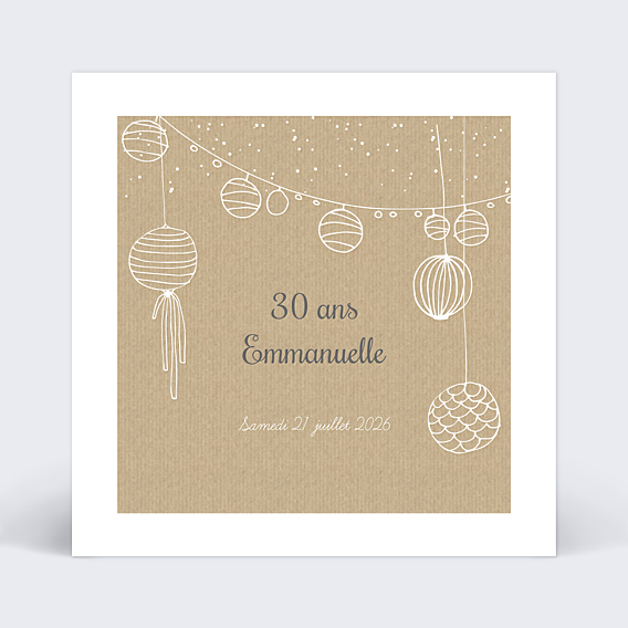 Invitation Anniversaire Adulte Lampions Délicats