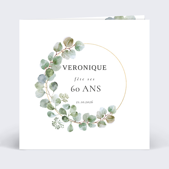 Invitation anniversaire Couronne Eucalyptus Chic