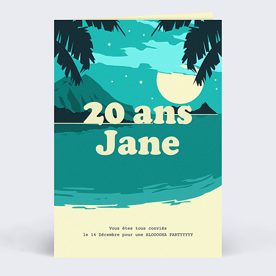Invitation anniversaire Une Nuit à Hawaï