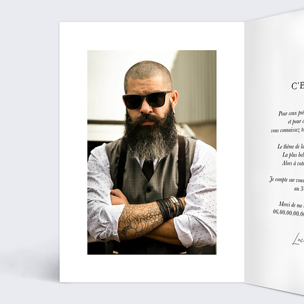 Invitation Anniversaire Adulte Soirée Moustache Intérieur Gauche