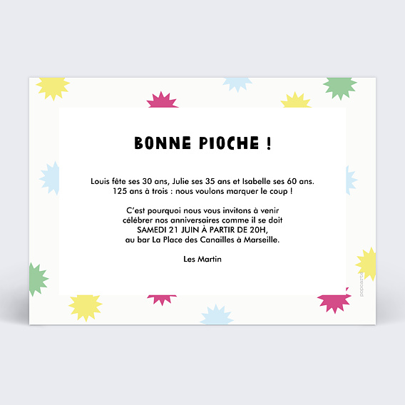Invitation anniversaire Jeux des 7 familles pour 3 Verso