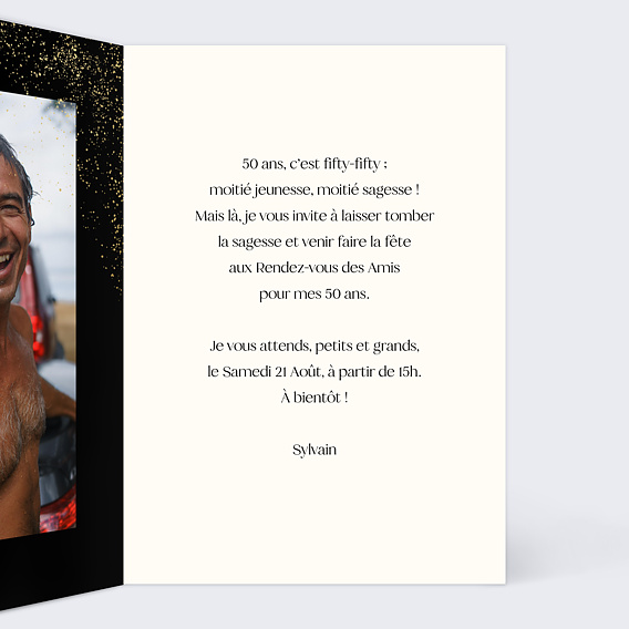 Invitation anniversaire Champagne Festif Intérieur Droit