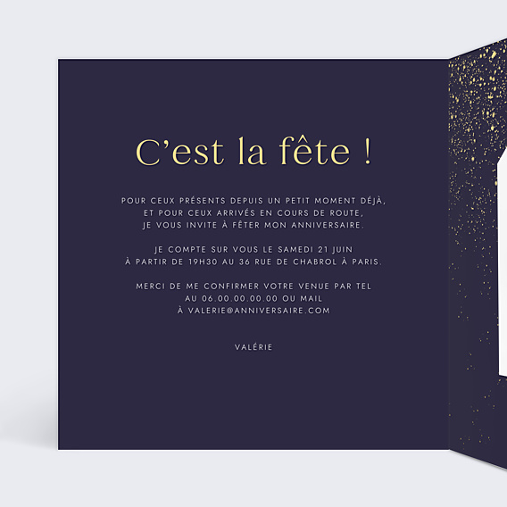 Invitation Anniversaire Adulte Pluie de fête avec graines