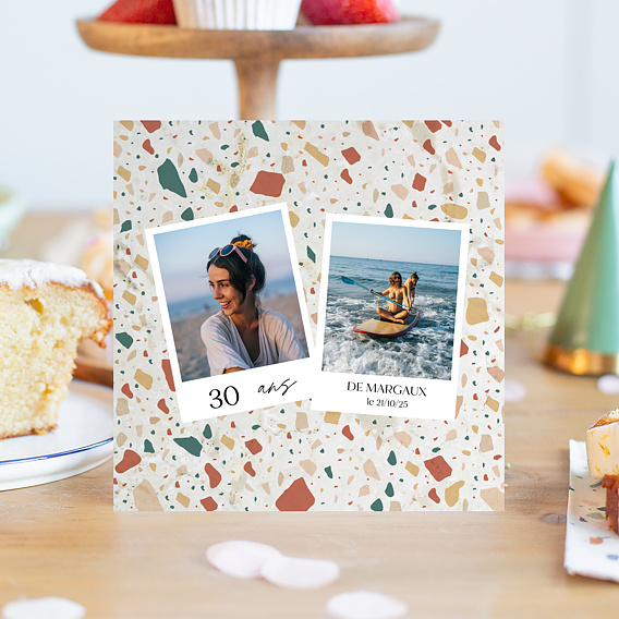 Invitation anniversaire Terrazzo Photo Après 1