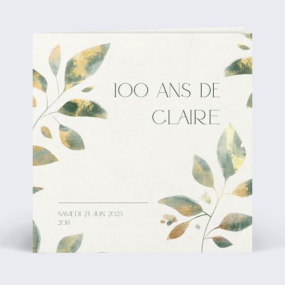 Invitation anniversaire Feuilles de jade
