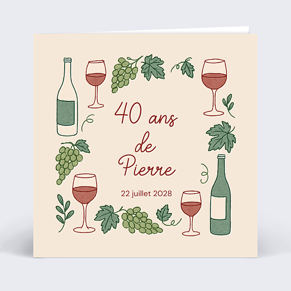 Invitation Anniversaire Adulte Festival du vin