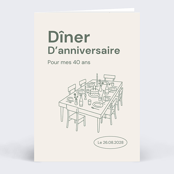 Invitation anniversaire Dîner festif