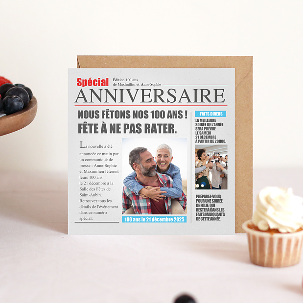 Invitation Anniversaire Carte Journal Multianniversaire