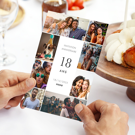 Invitation anniversaire Multiphoto Élégance Après 3