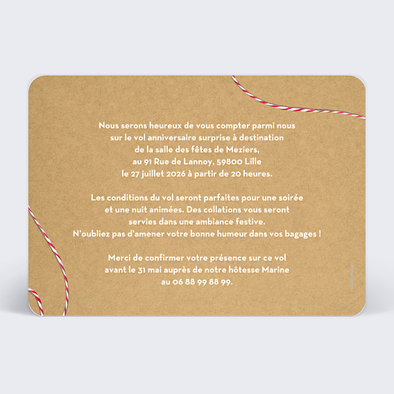 Invitation Anniversaire Adulte Boarding Pass