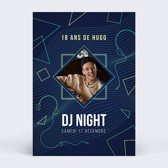 Invitation Anniversaire Adulte Soirée DJ Electro