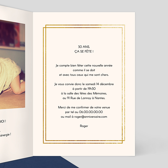 Invitation anniversaire Jeunesse Éternelle Intérieur Droit