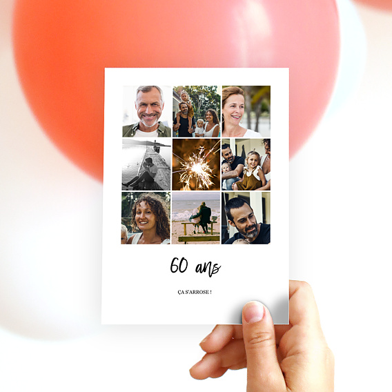 Invitation Anniversaire Adulte Multiphoto Chic